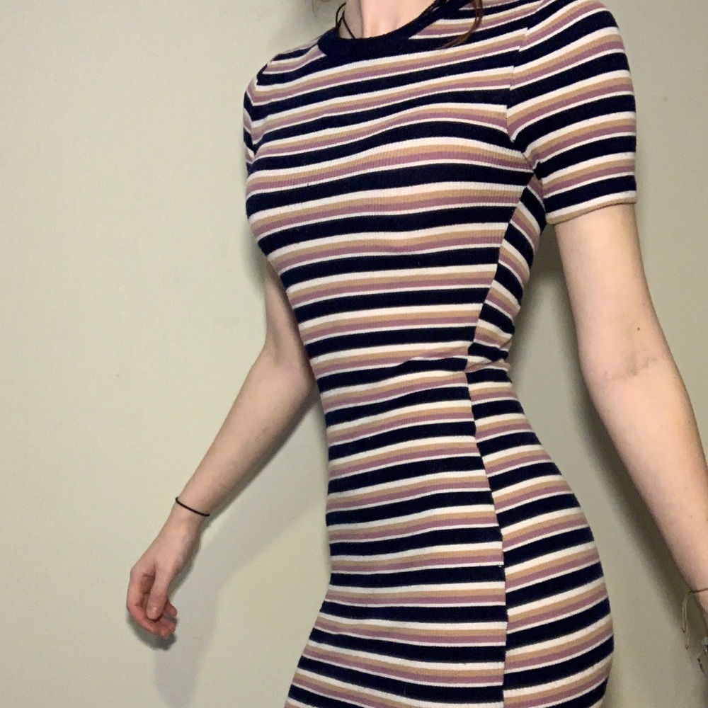 Multicolor striped mini dress